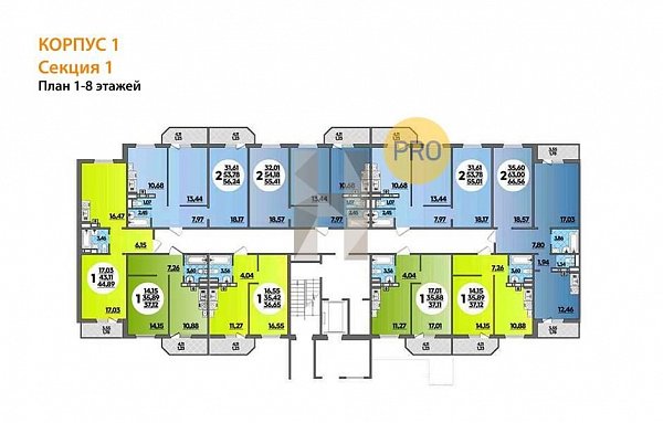 2-комн. квартира, 56.24 м², ЖК Дом на Фестивальной (№133778)