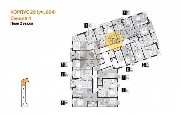 2-комн. квартира, 70.1 м², ЖК Парк Победы-2 (№132857)