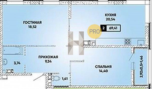 Продается 2-комн. квартира, 70.28 м², ЖК Архитектор, 