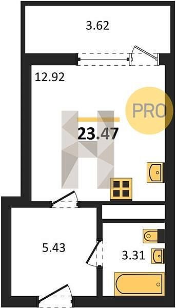 Продается Студия, 23.47 м², ЖК Яблоневый-2,