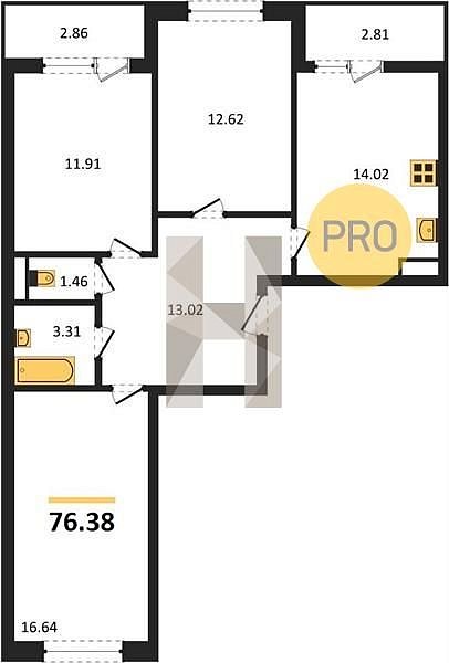 Продается 3-комн. квартира, 76.38 м², ЖК Архитектор, 