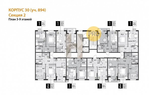 1-комн. квартира, 41 м², ЖК Парк Победы-2 (№132855)
