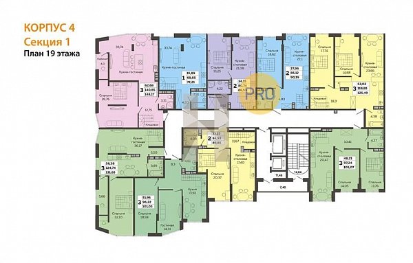 3-комн. квартира, 125.13 м², ЖК Мозаика (№131908)
