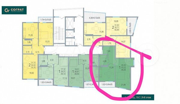 1-комн квартира, 46 м², р-н Славянский (№123912)
