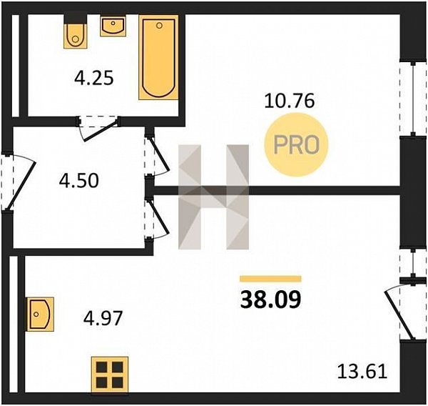 Продается 1-комн. квартира, 38.09 м², ЖК Вектор, 