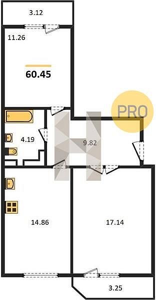 Продается 2-комн. квартира, 60.45 м², ЖК URAL, 