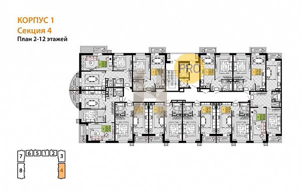 2-комн. квартира, 63.88 м², ЖК Дружба (№133829)