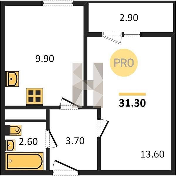 Продается 1-комн. квартира, 31.3 м², ЖК Грани, 