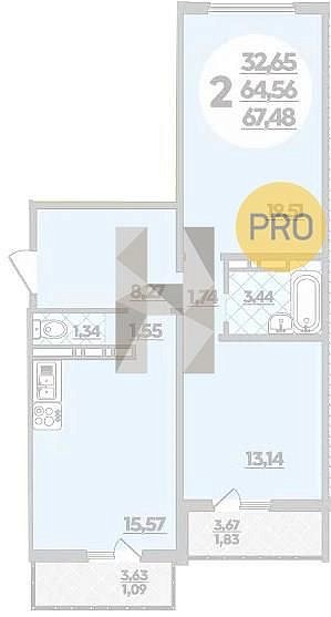 Продается 2-комн. квартира, 67.48 м², ЖК Восточно-Кругликовский, 