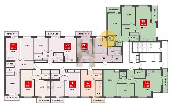 2-комн. квартира, 74.8 м², ЖК Красная площадь Ромекс (№133088)