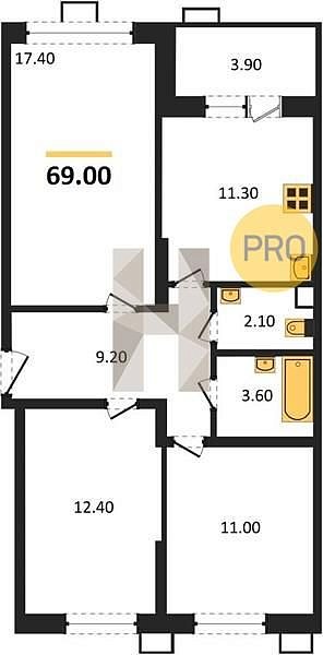 Продается 3-комн. квартира, 69 м², ЖК Спортивная деревня-2, 