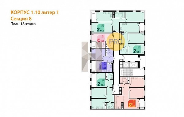 2-комн. квартира, 60.1 м², ЖК Первое Место (№133708)