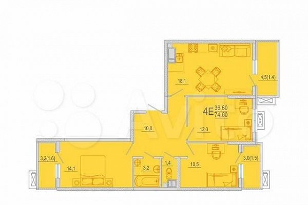 Продается 3-комн. квартира, 74.6 м², р-н Западный обход, Краснодар