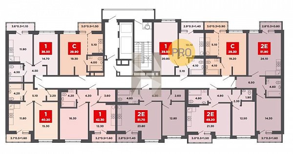 1-комн. квартира, 39.4 м², ЖК Красная площадь Ромекс (№133075)