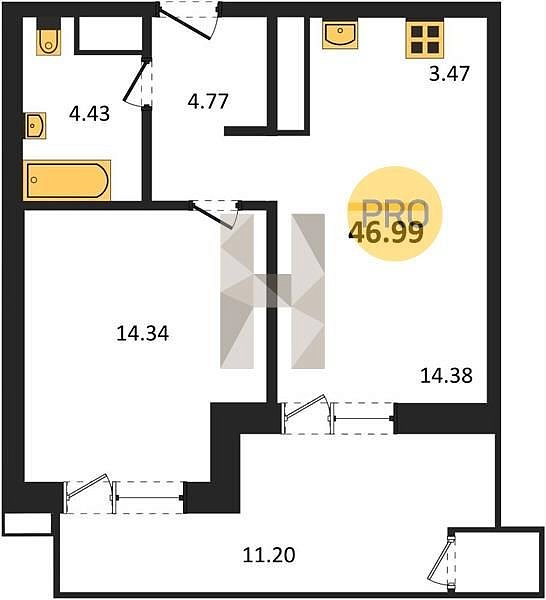 Продается 1-комн. квартира, 46.99 м², ЖК Сегодня, 