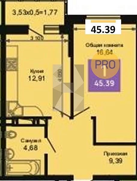 Продается 1-комн. квартира, 45.39 м², ЖК Лучший, 