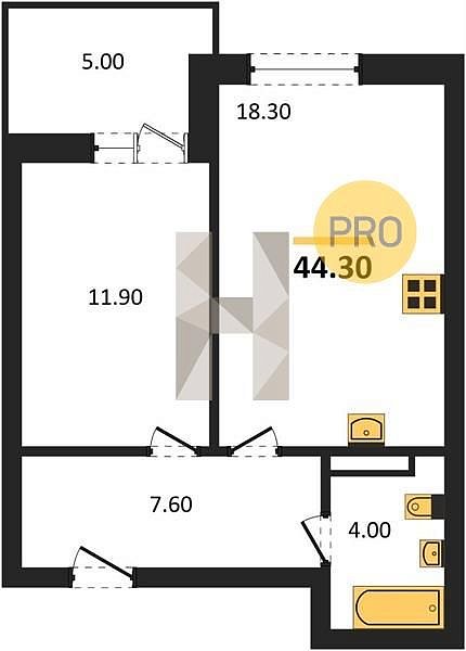 Продается 1-комн. квартира, 44.3 м², ЖК История-2, 