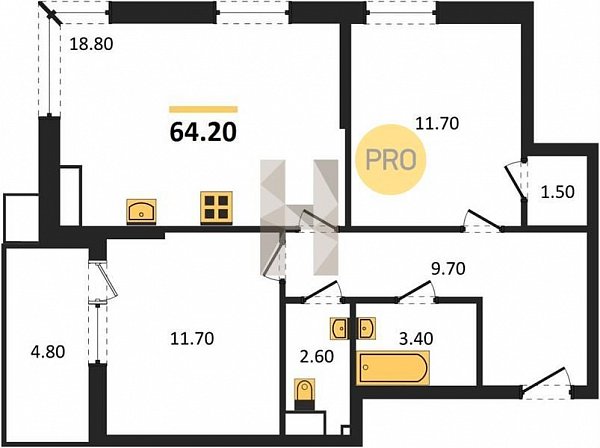 Продается 2-комн. квартира, 64.2 м², ЖК Парк Победы-2, 