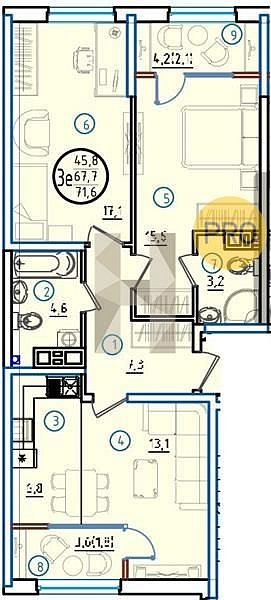 Продается 2-комн. квартира, 71.6 м², ЖК Первое Место, 