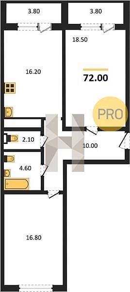 Продается 2-комн. квартира, 72 м², ЖК Все Свои, 