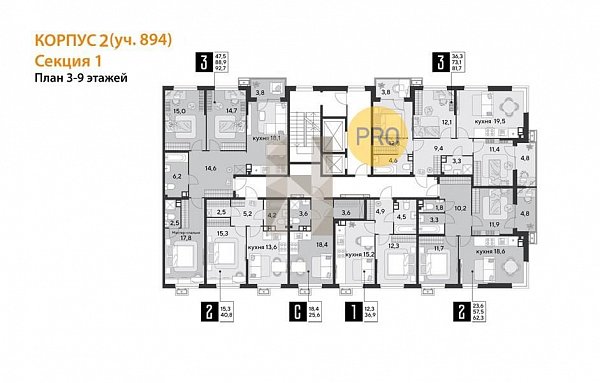 1-комн. квартира, 36.9 м², ЖК Парк Победы-2 (№133749)