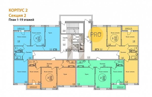 3-комн. квартира, 74.27 м², ЖК Друг-2 (№133320)