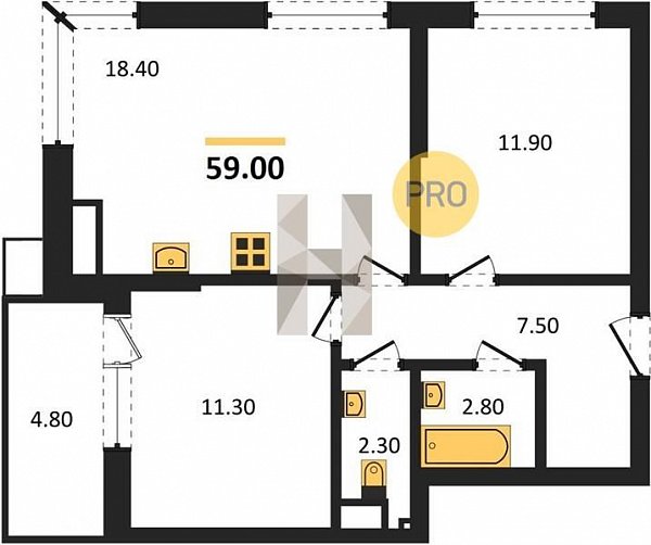 Продается 2-комн. квартира, 59 м², ЖК Парк Победы-2, 