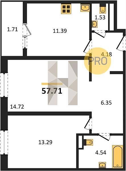 Продается 2-комн. квартира, 57.71 м², ЖК Белые Росы, 