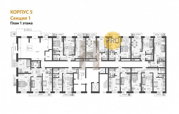 1-комн. квартира, 38.8 м², ЖК Небо (№133486)