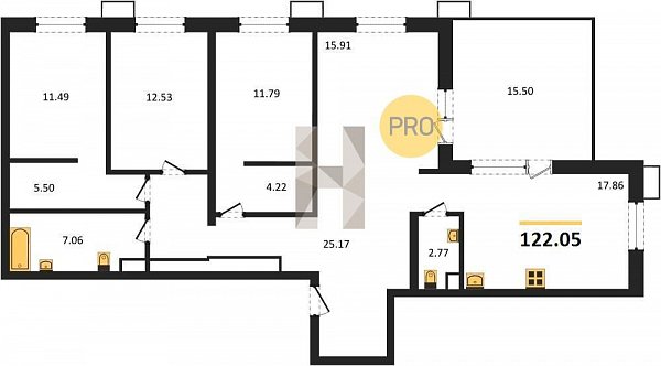 Продается 4-комн. квартира, 122.05 м², ЖК Римские каникулы, 