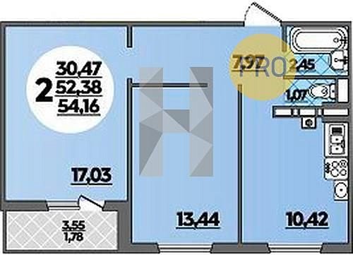 Продается 2-комн. квартира, 54.16 м², ЖК Дом на Фестивальной, 