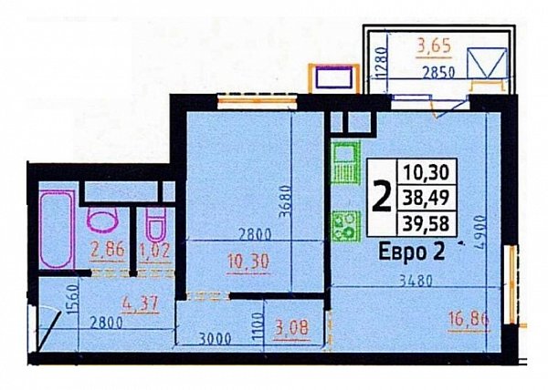 1-комн квартира, 40 м², р-н Гидростроителей (№122784)