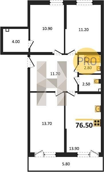 Продается 3-комн. квартира, 76.5 м², ЖК Догма Парк, 