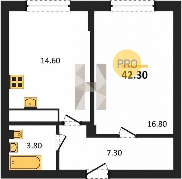 Продается 1-комн. квартира, 42.3 м², ЖК Спортивный, 