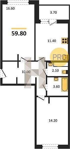 Продается 2-комн. квартира, 59.8 м², ЖК Спортивная деревня-2, 