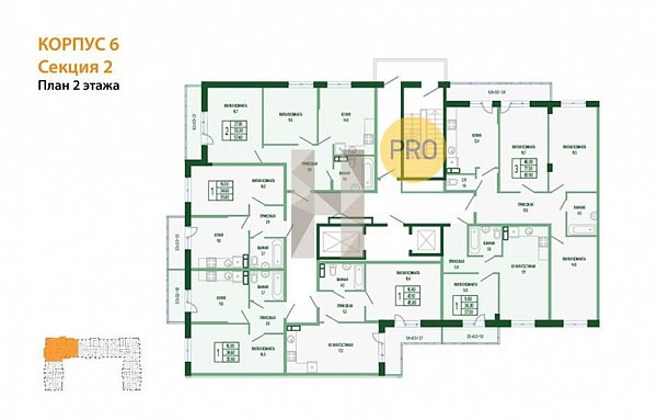 2-комн. квартира, 57.4 м², ЖК Екатерининский Парк (№133288)