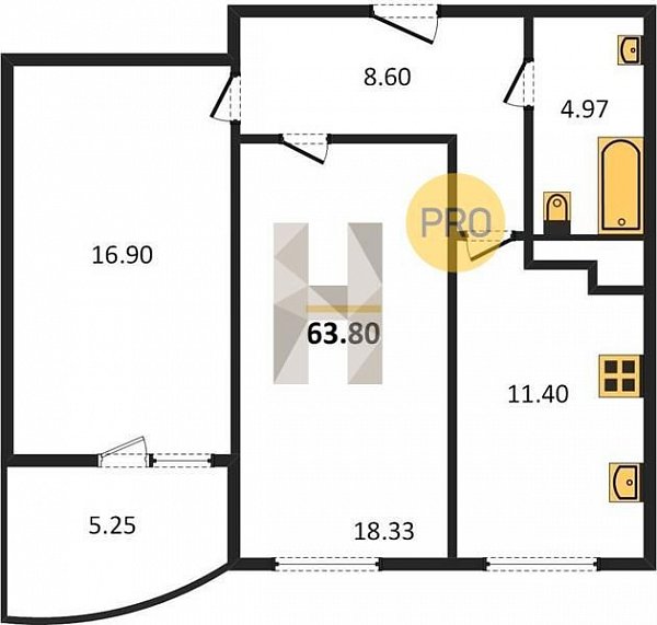 Продается 2-комн. квартира, 63.8 м², ЖК Россинский Парк, 