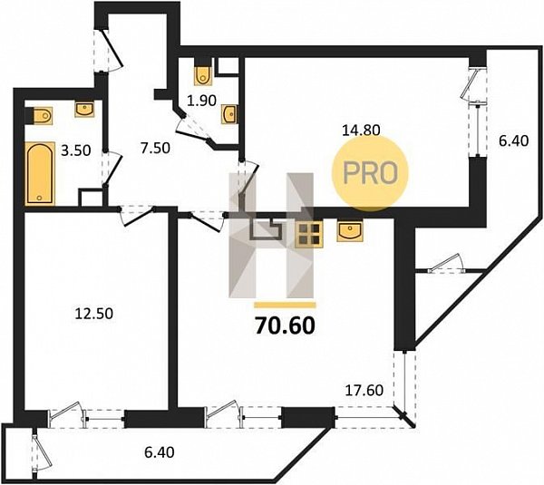 Продается 2-комн. квартира, 70.6 м², ЖК Рекорд-2, 