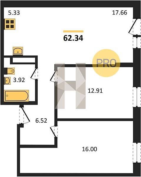 Продается 2-комн. квартира, 62.34 м², ЖК Вектор, 