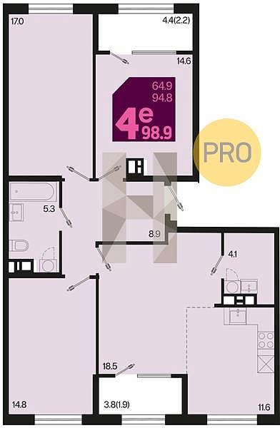 Продается 3-комн. квартира, 98.9 м², ЖК Первое Место, 