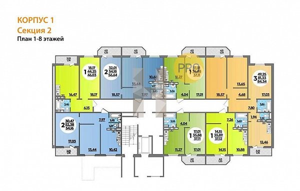 2-комн. квартира, 54.16 м², ЖК Дом на Фестивальной (№133770)