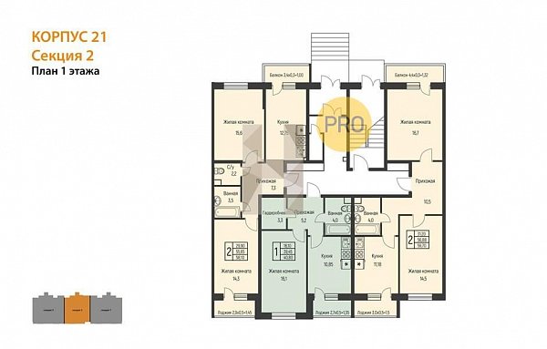 2-комн. квартира, 58.1 м², ЖК Nova Vita (№133551)