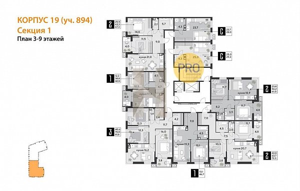 1-комн. квартира, 46.7 м², ЖК Парк Победы-2 (№132847)