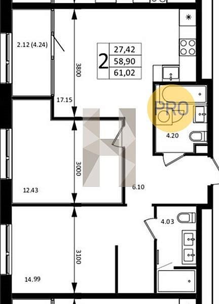 Продается 2-комн. квартира, 61.02 м², ЖК Патрики, 