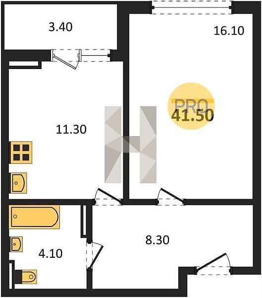 Продается 1-комн. квартира, 41.5 м², ЖК Парк у дома, 
