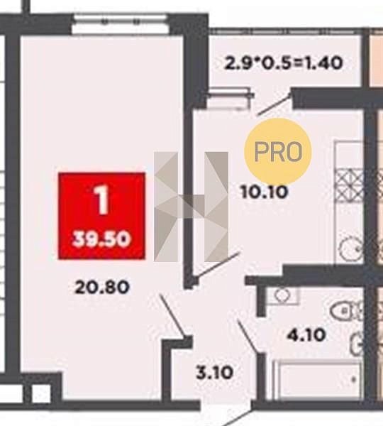 Продается 1-комн. квартира, 39.4 м², ЖК Красная площадь Ромекс, 