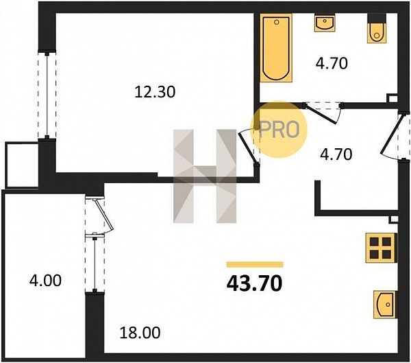 Продается 1-комн. квартира, 43.7 м², ЖК Парк Победы-2, 
