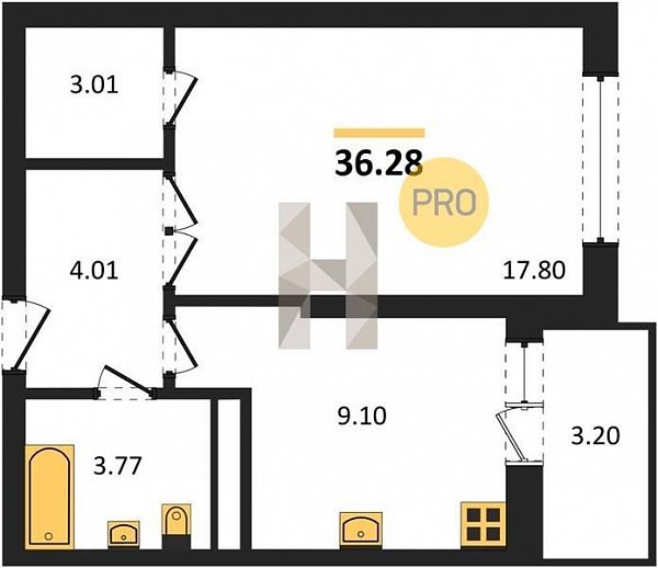 Продается 1-комн. квартира, 36.28 м², ЖК Гулливер, 