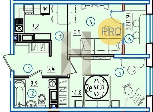 Продается 1-комн. квартира, 42.7 м², ЖК Первое Место, 