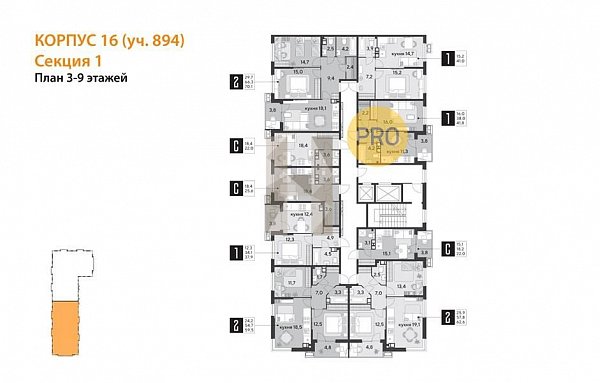2-комн. квартира, 62.6 м², ЖК Парк Победы-2 (№133149)
